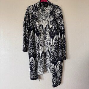 SHK Paris Womens Wool Blend Cardigan Sweater One Size Open Front Pockets Navy